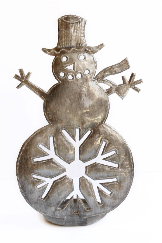 Snowflake Snowman Freestanding Metal Art