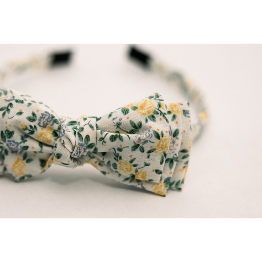 Three Little Bows Headband- Honeysuckle Bloom