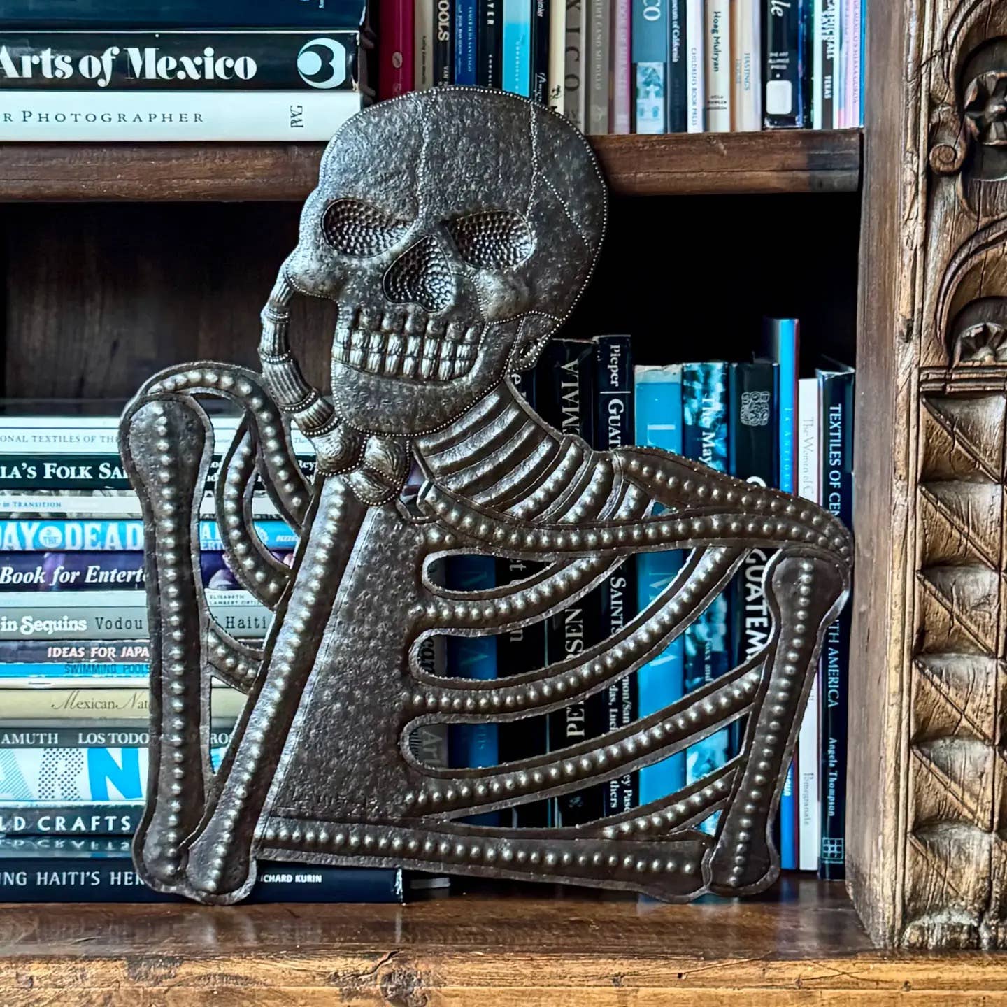 Thinking Skeleton Wall Art – Day of the Dead, Handmade