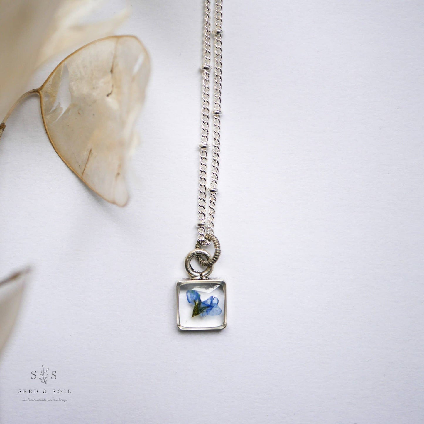 Gold Fern Necklace | Tiny Square Pendant