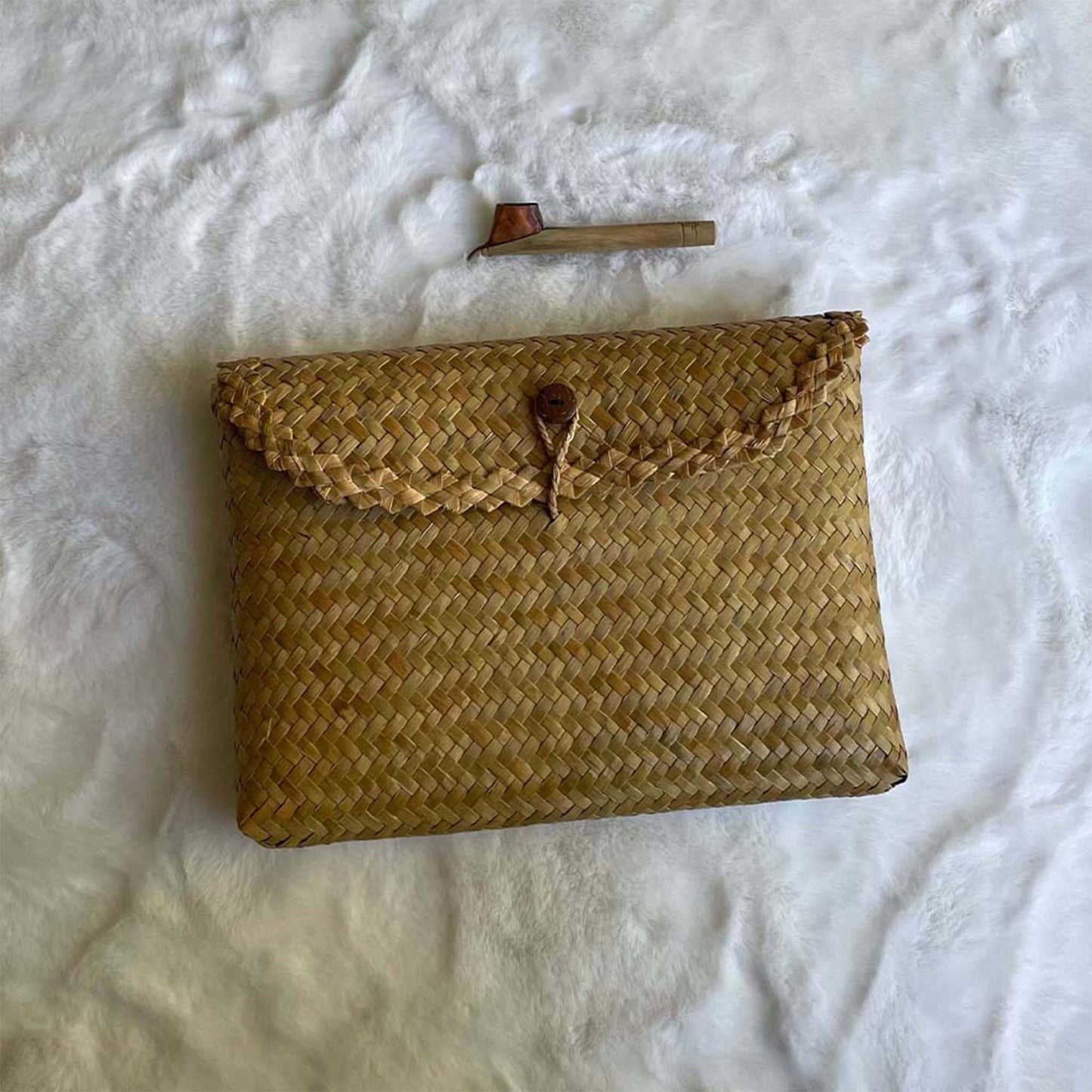 Gift Set of Handwoven Pouch and Canting Wax and Dye Tool, Handwoven Natural Bag, Gift for Her