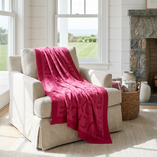 Prince of Scots Merino Wool Fleece Throw - Pink Expletive
