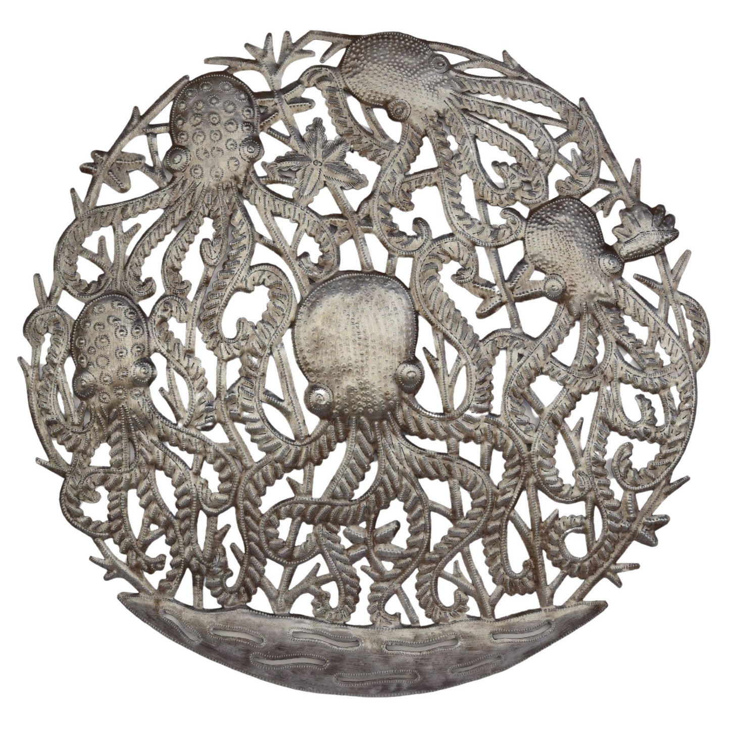 Metal Wall Decor, Octopus Family, One of a Kind, Haiti Metal