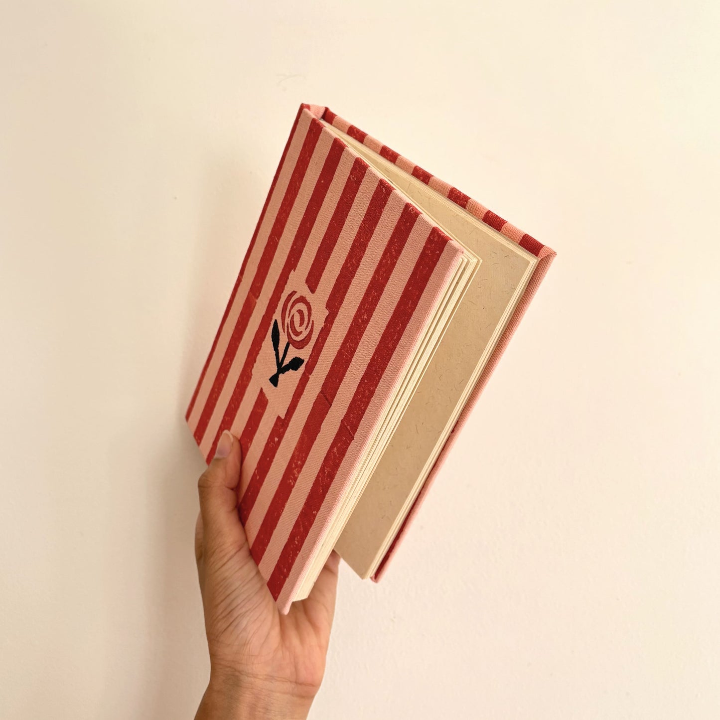 A5 Diary Journal Notebook with Handmade Paper & Rose Print Cover