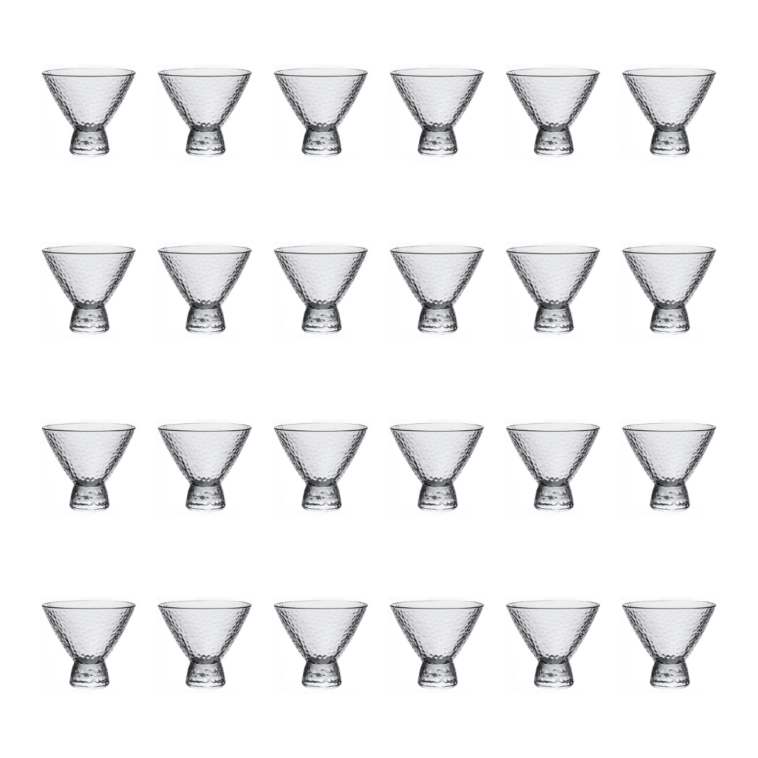 Clear Hammered Cocktail Martini Glasses