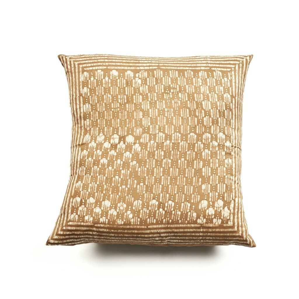 Oasis Charcoal Hand Crafted Wax Block Print Mulberry Silk Pillow