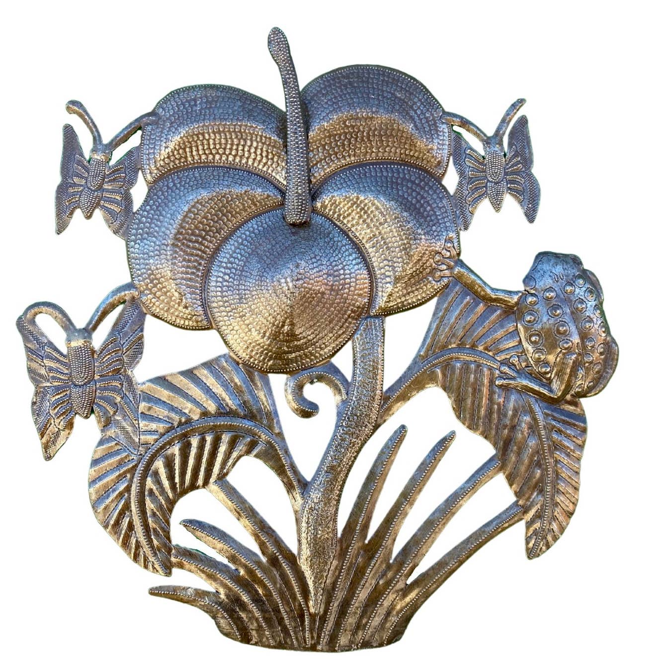 Tropical Flowers Wall Art, Handmade in Haiti 15"