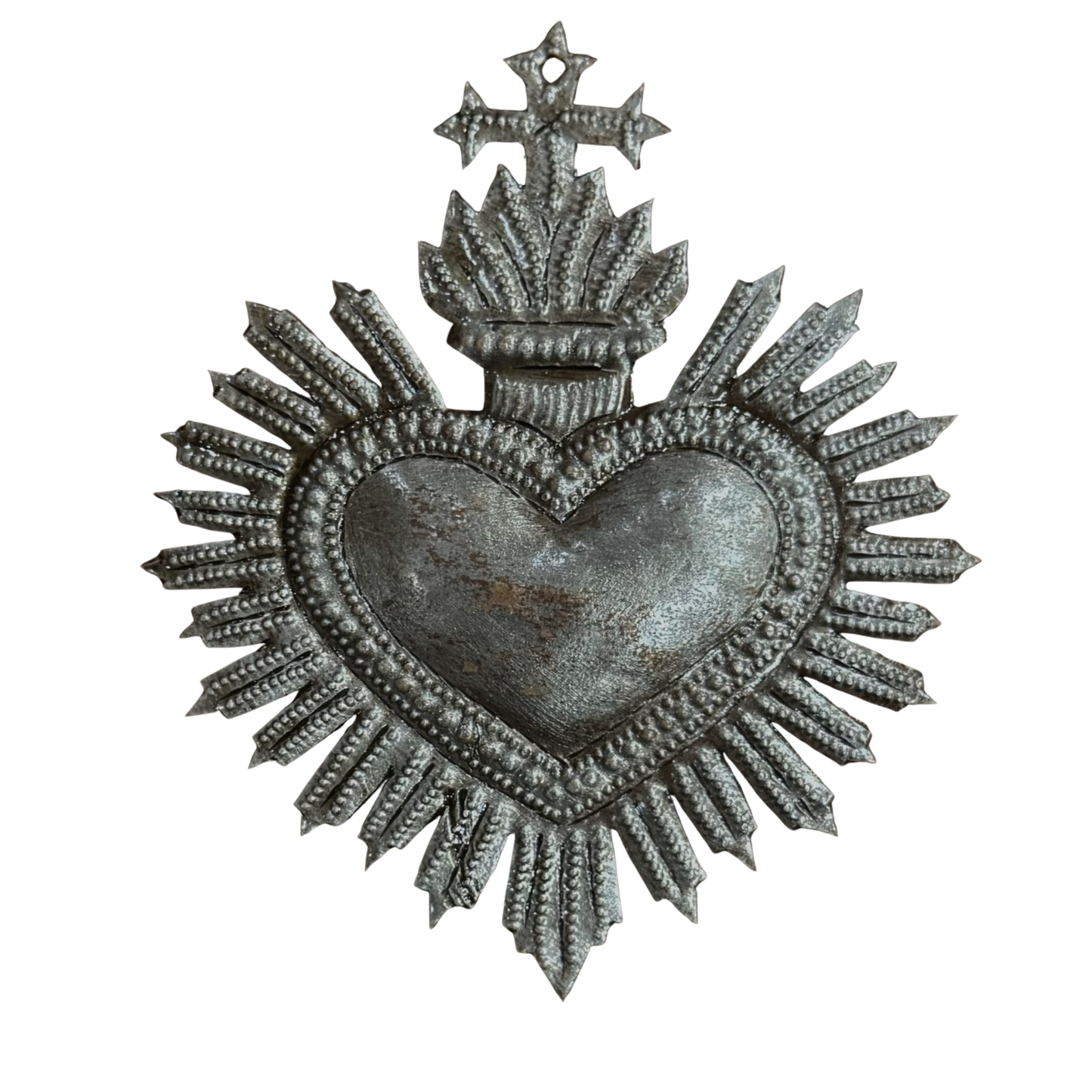Sacred Heart with a Cross Design Handmade in Haiti 4"X4.5"