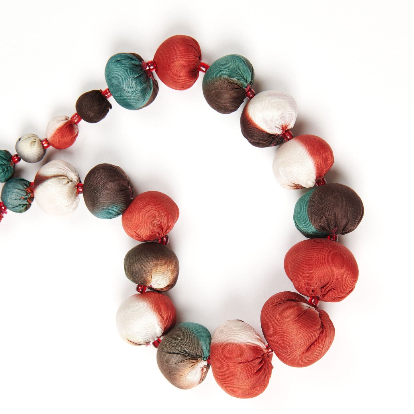 Mihika Red Silk Beaded Necklace Modern Artisanal