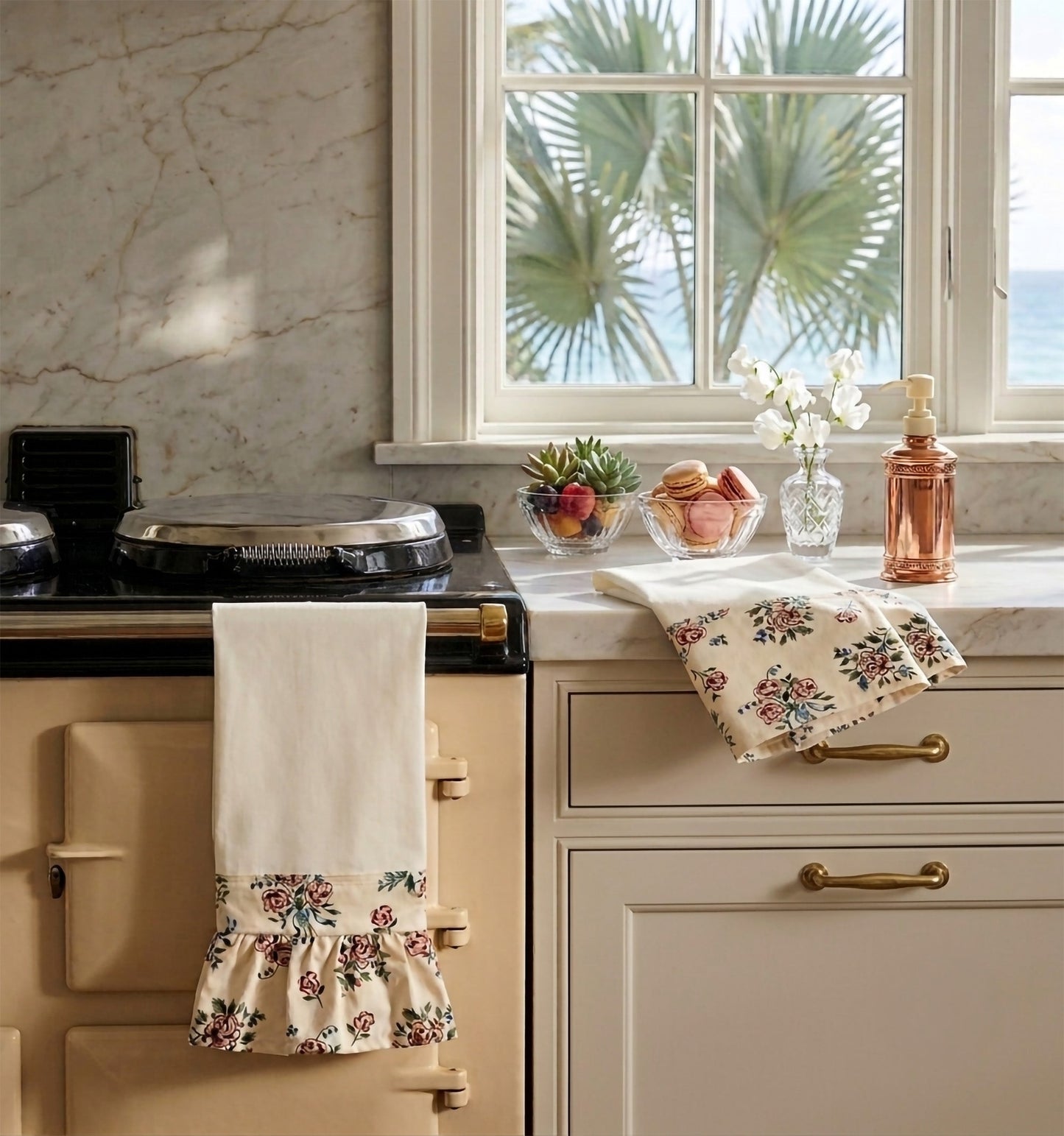 Rose Garden Ruffled Kitchen Towels (Set of 2)