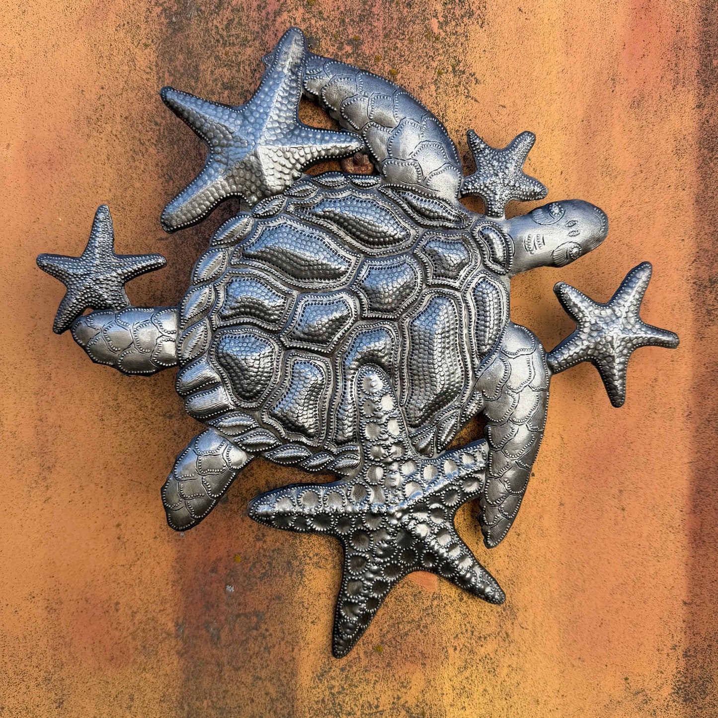 Haitian Sea Turtle & Starfish Metal Wall Art Fair Trade