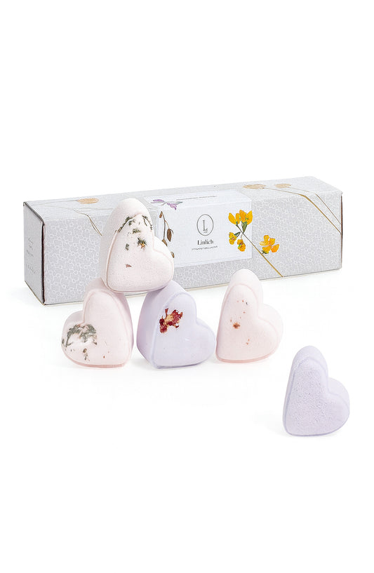 Valentine's Day best Bath Bombs Gift - Lavender - a Set of 5 Heart Shaped Gift box