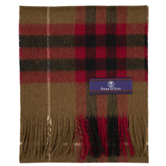 Heritage Plaid Fringed Merino Wool Scarf - Cambridge Camel