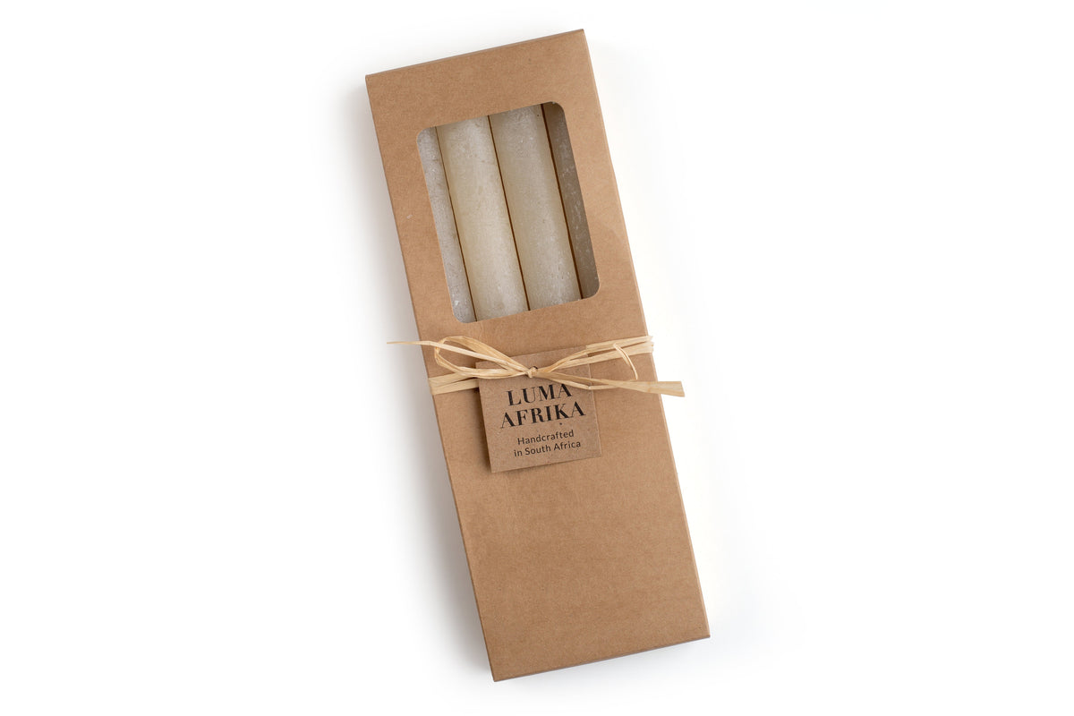 Luma Afrika Frosted 9" Tapers - Cream - 4 Pack