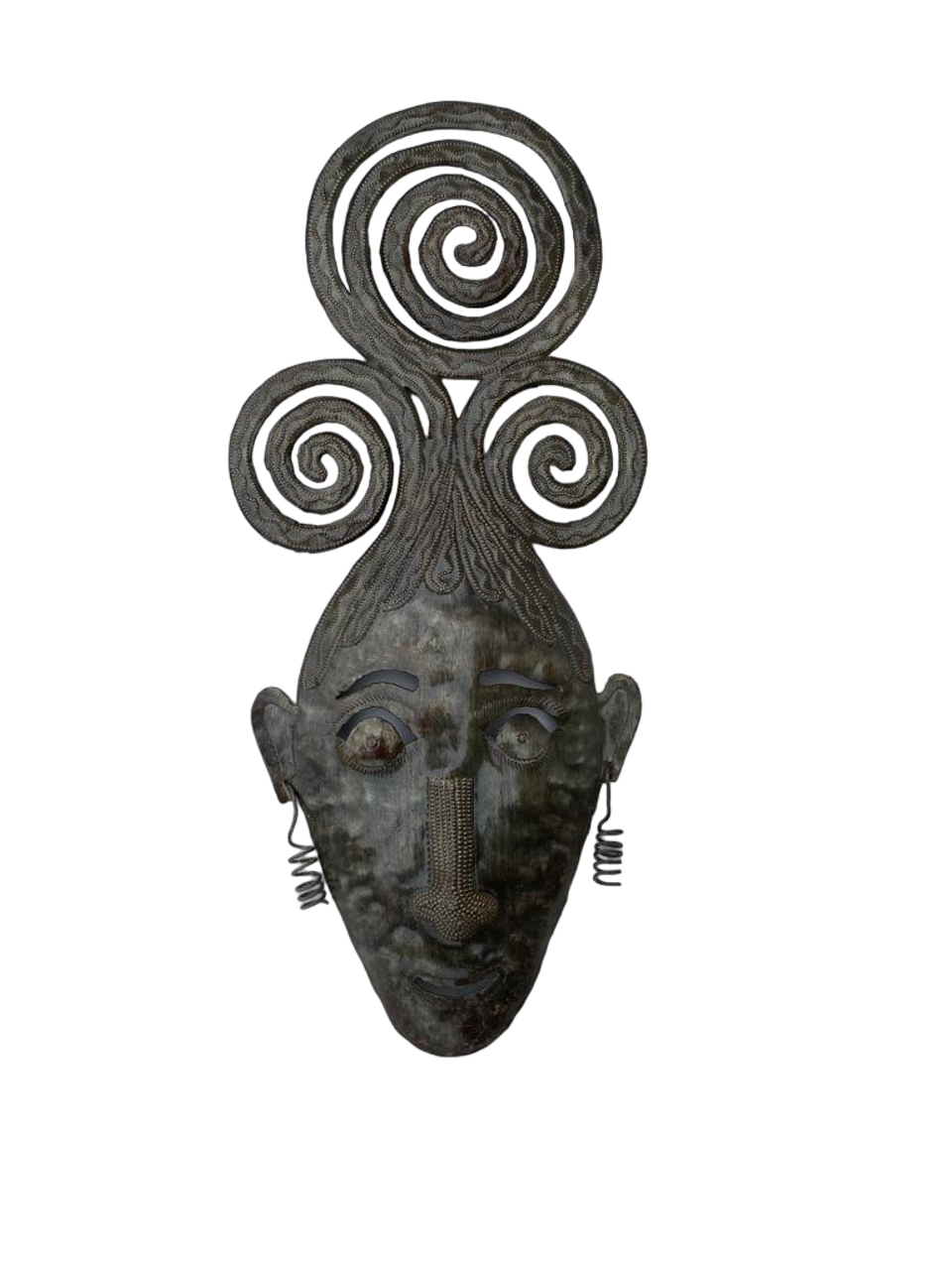 Curly Hair Girl Mask, Unique Wall Decor Sculpture 7.5" x 17"