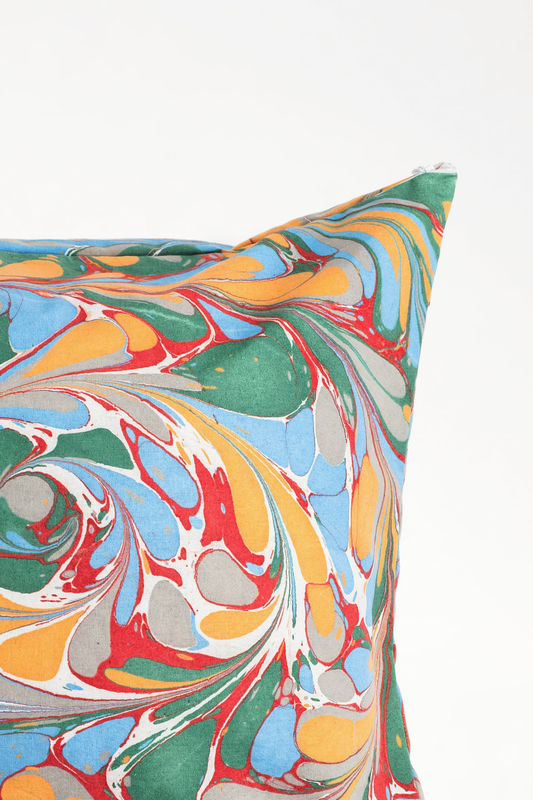 Marais Hand Marbled Square Pillow, 18x18
