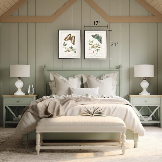 Butterfly and Caterpillar in Silver Frame