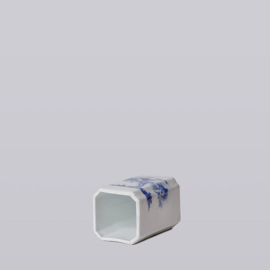 1920s Blue and White Porcelain Tiger Square Vase
