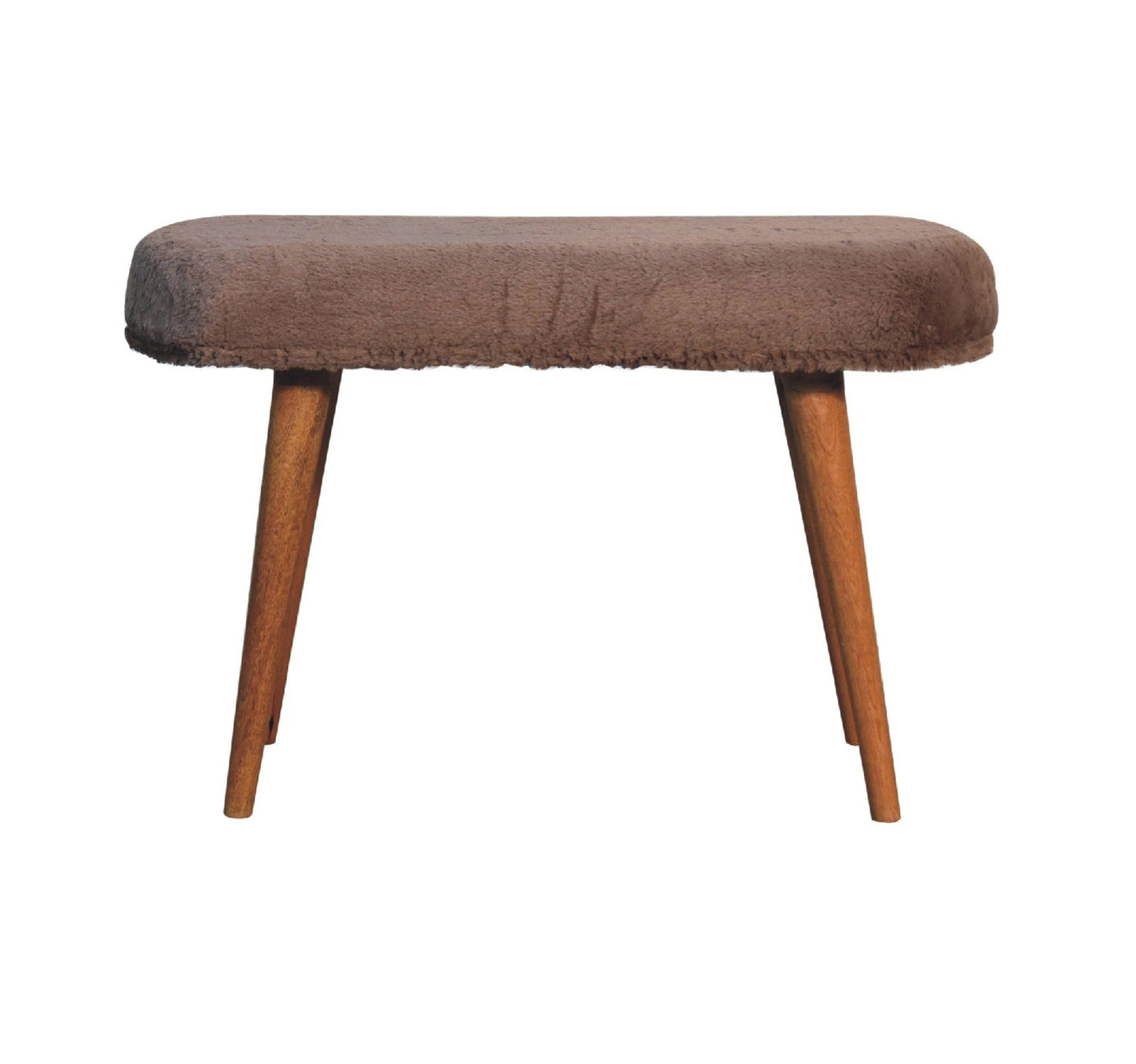 Solid Wood Faux Fur Fabric Bench