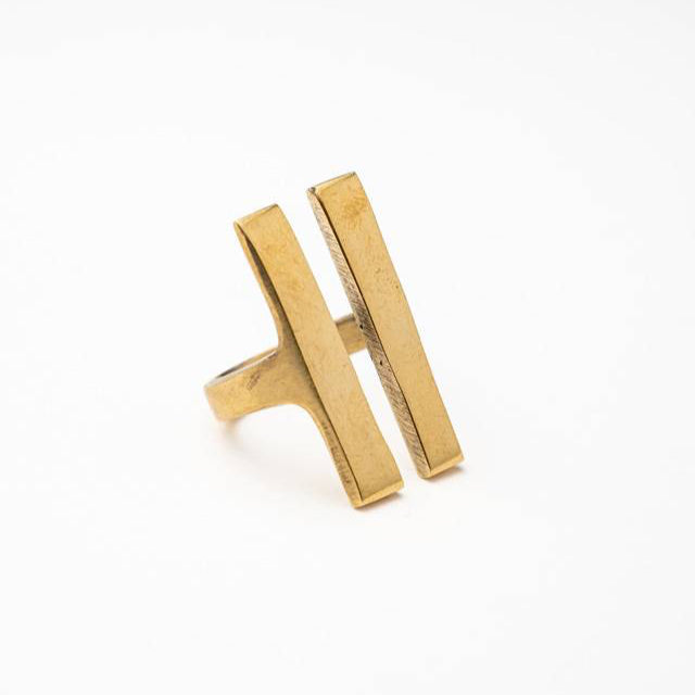 Parallel Double Band Brass Ring | Simba