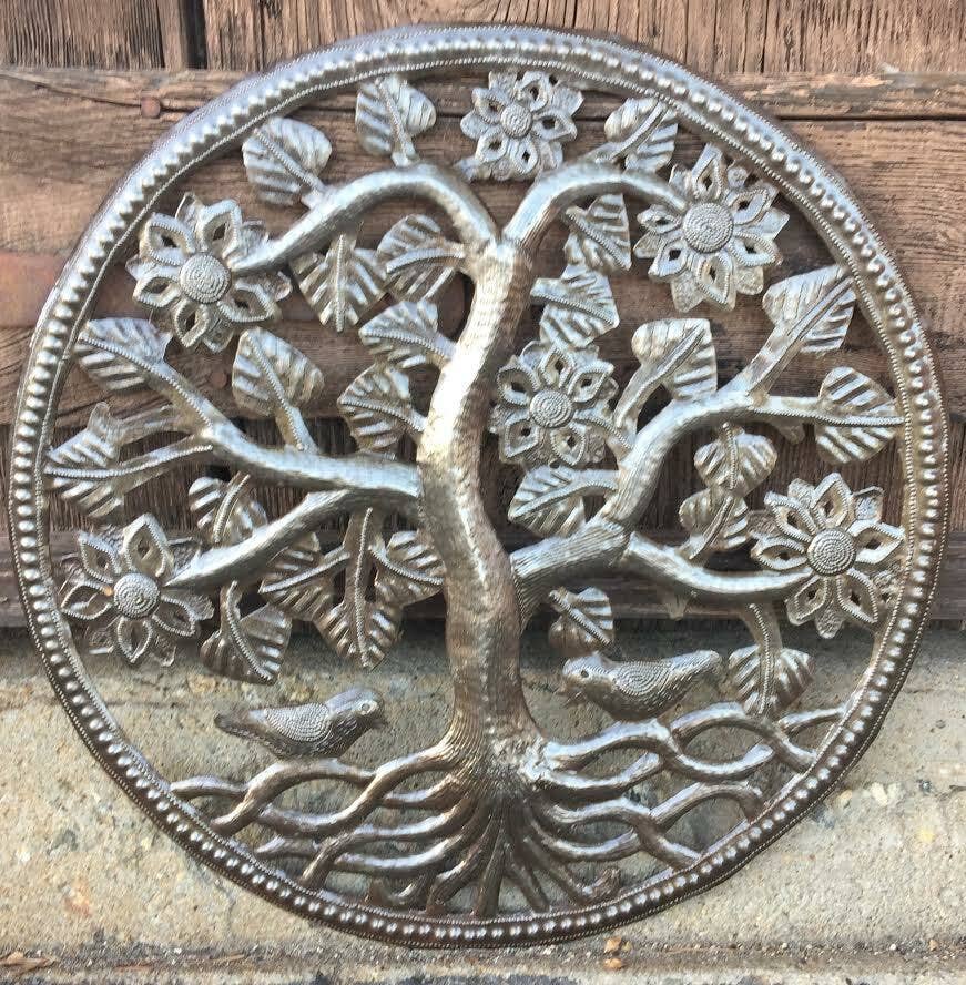 15" Nature Inspired Tree of Life, Garden Metal Wall Art
