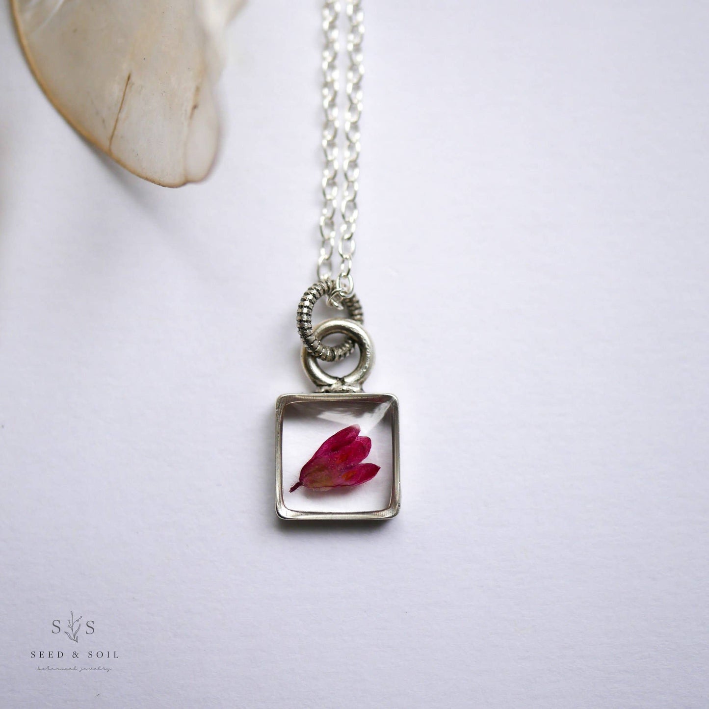Gold Fern Necklace | Tiny Square Pendant