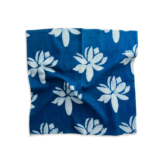 Hand Block Printed Blue Lotus Napkin (Set of 4) - Lotus Blue