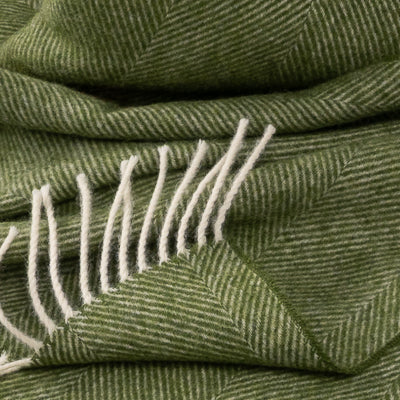 Southampton Home Shetland Lambswool Herringbone Throw – Evergreen
