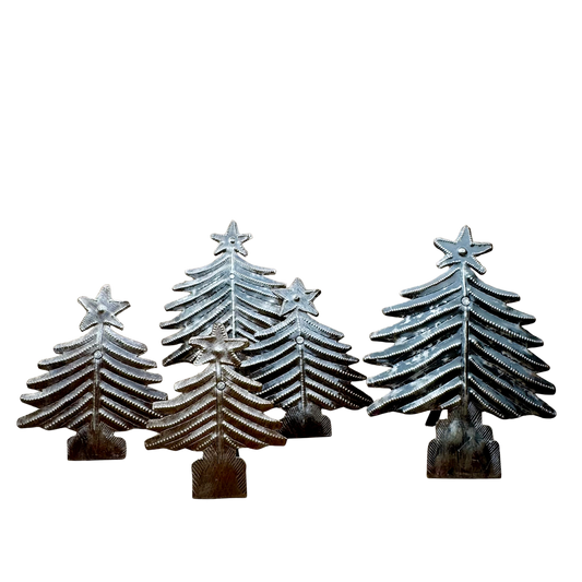 Metal Christmas Trees, Set of 3, Holiday Table Top Decor