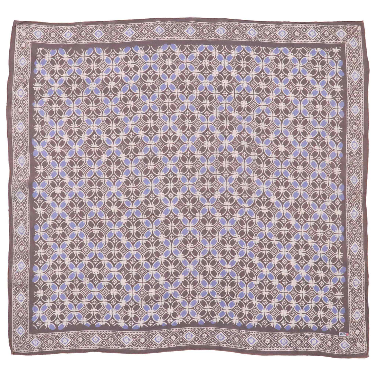 Large 39" Hand Dyed Batik Bandana Charcoal Gray, Size XL Scarf, Oversized