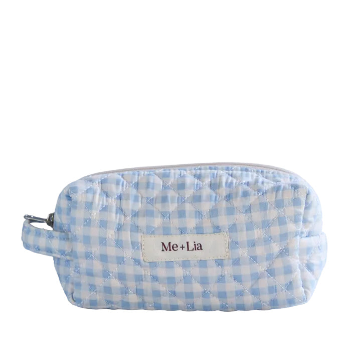 Gingham Blue Make-up Pouch - Small