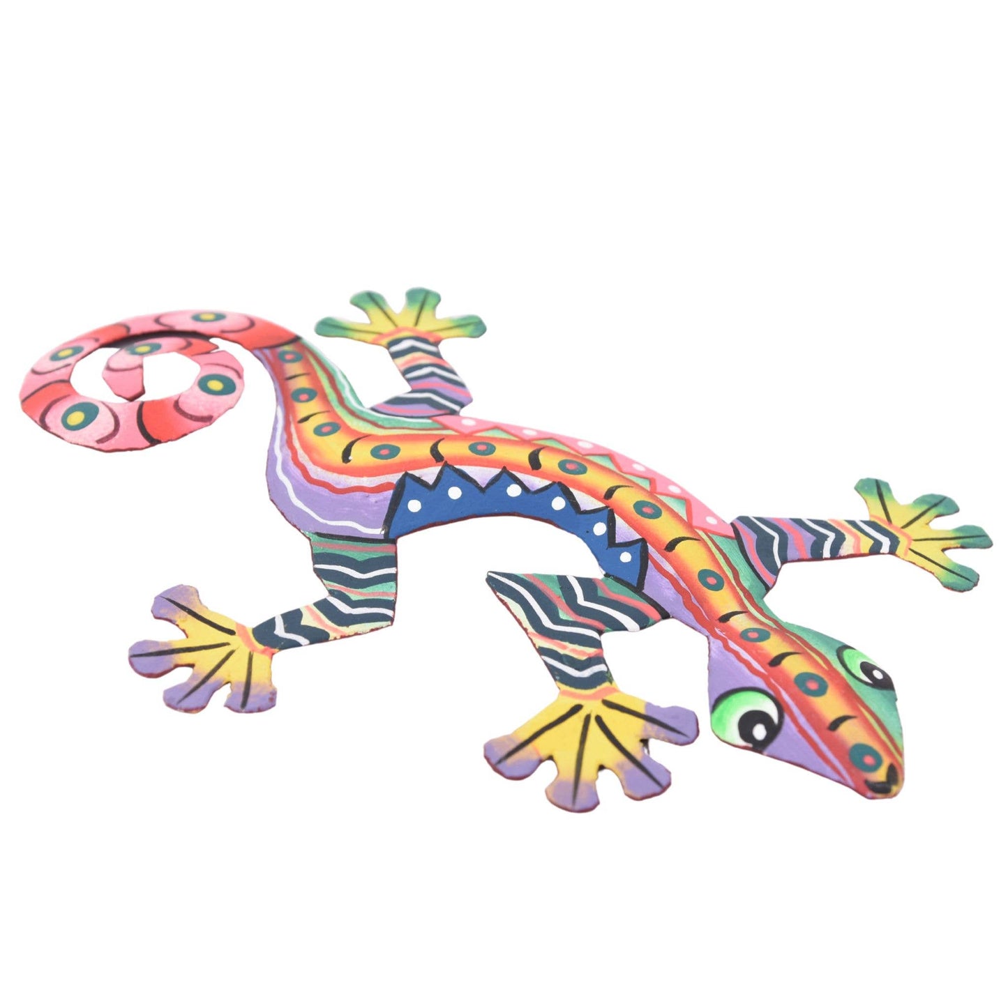 Hand-Painted Metal Gecko – Recycled Haitian Art Matt Finish
