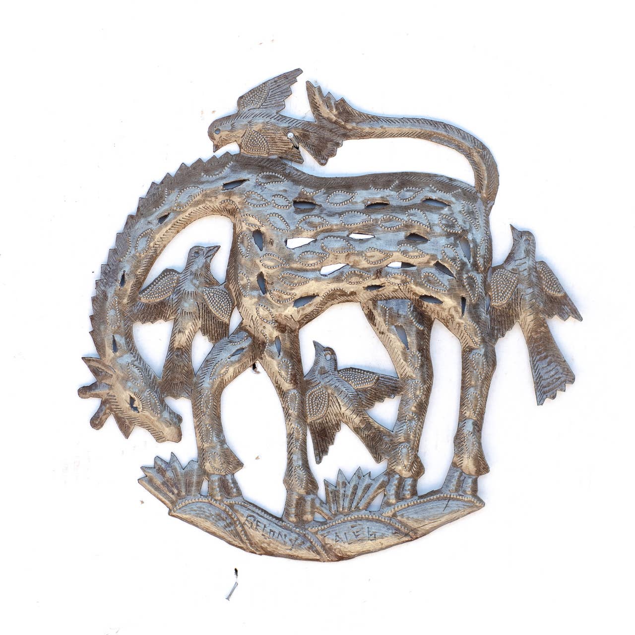 Giraffe Upcycled Art, Limited Edition Fair Trade 11x12in
