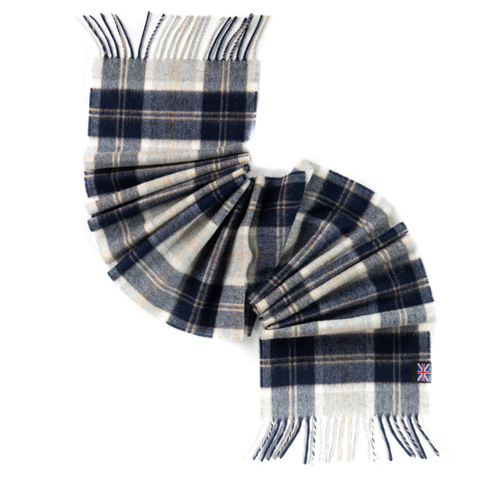 Prince of Scots Heritage Plaid Fringed Merino Wool Scarf - Sterling Silver
