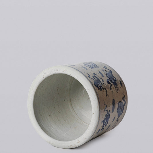 Blue and White Porcelain Treasures Footed Cachepot