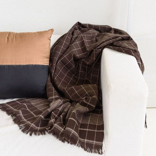 Treacle Checks Pattern Organic Cotton Handloom Throw