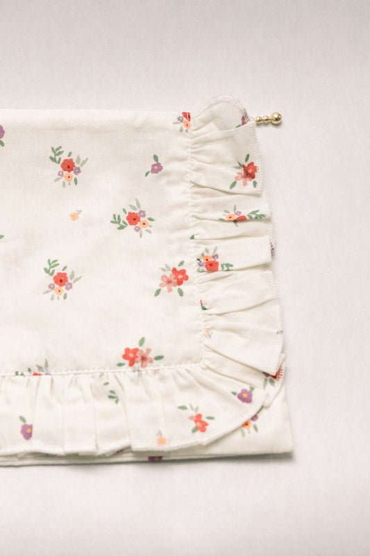 Summer Petals | Timeless Floral Ruffle Pouch