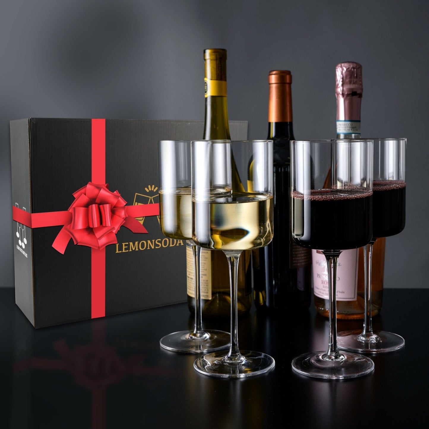 Elegant Crystal Straight Edge Design Wine Glasses