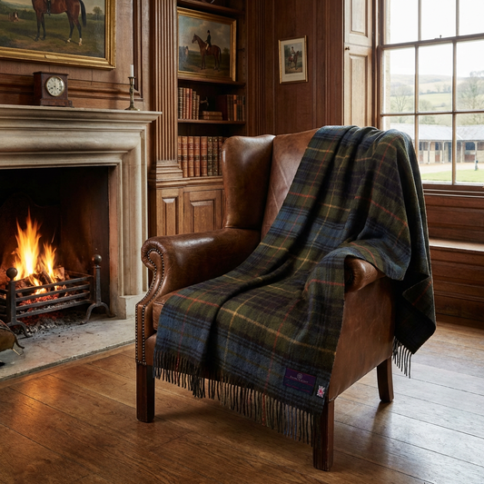 Highland Tweeds Shetland Lambswool Throw - Antique Hunting Stewart
