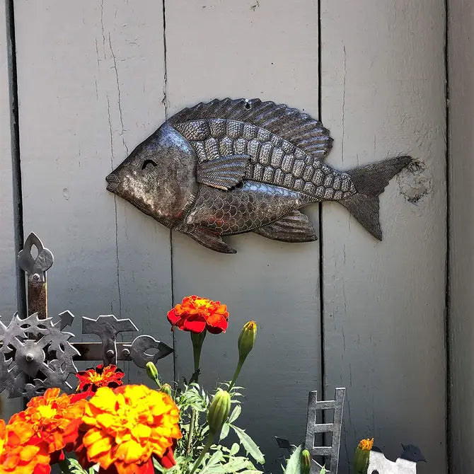 Nautical Fish, Haitian Wall Hanging Haitian Metal 13"x7"