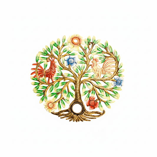 Painted Roosters in Tree - Lid
