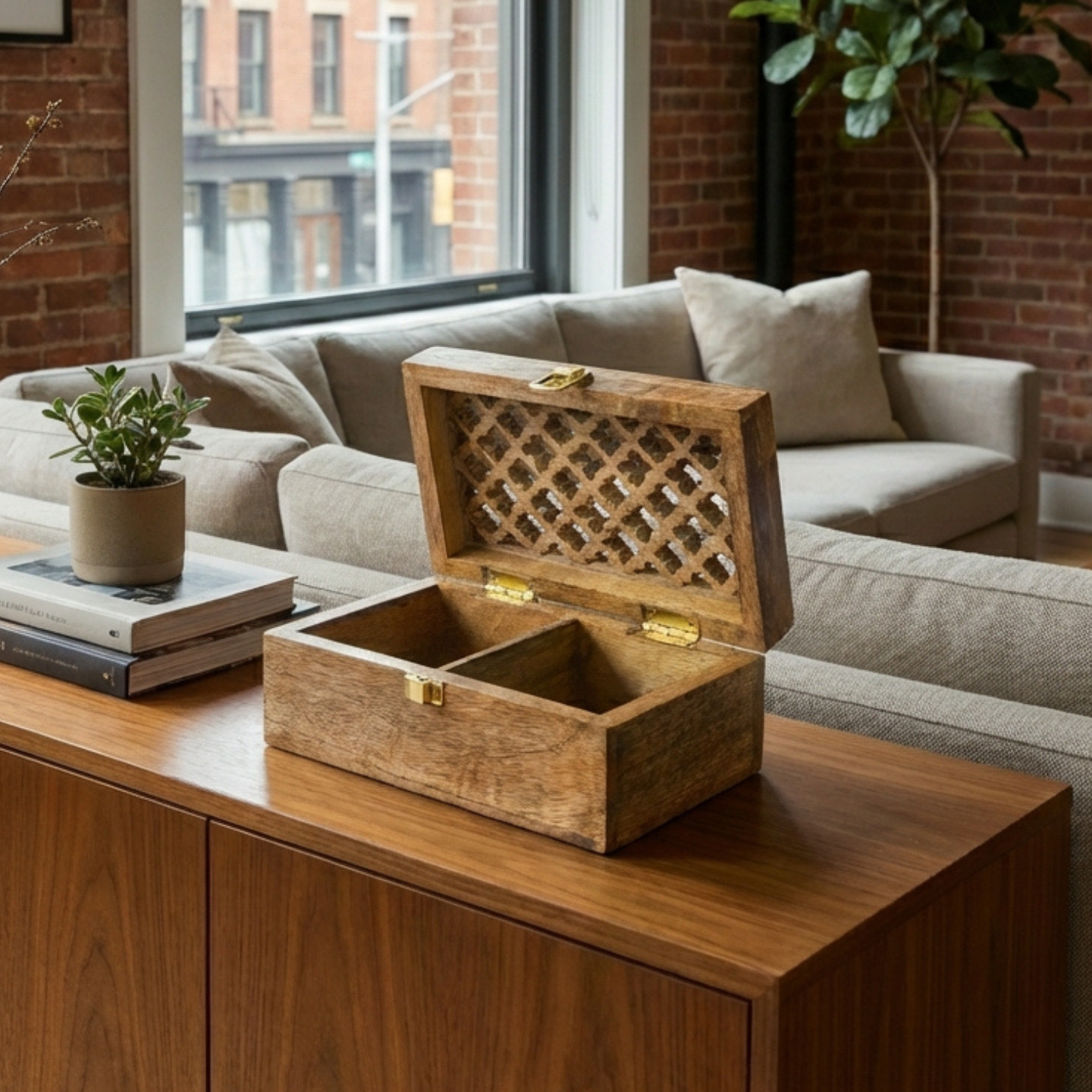 Mango Wood Trellis Keepsake Box
