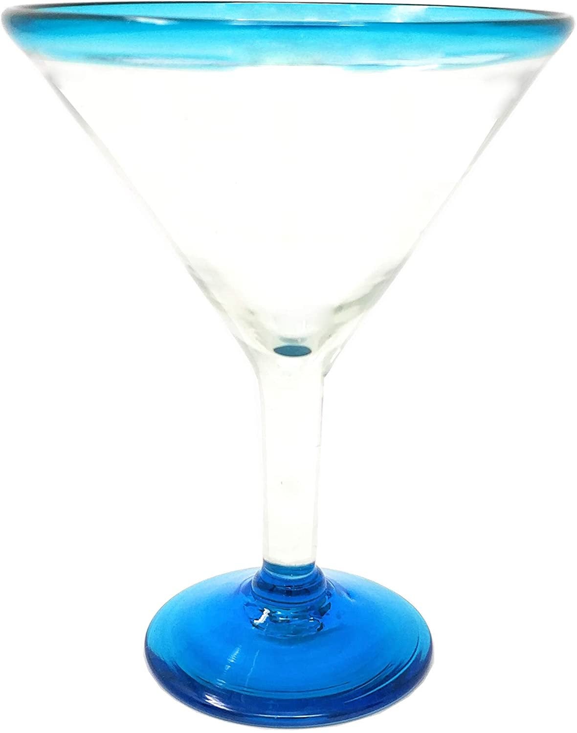 Aqua Rim Modern Margarita Glasses - Martini Style - Set of 4