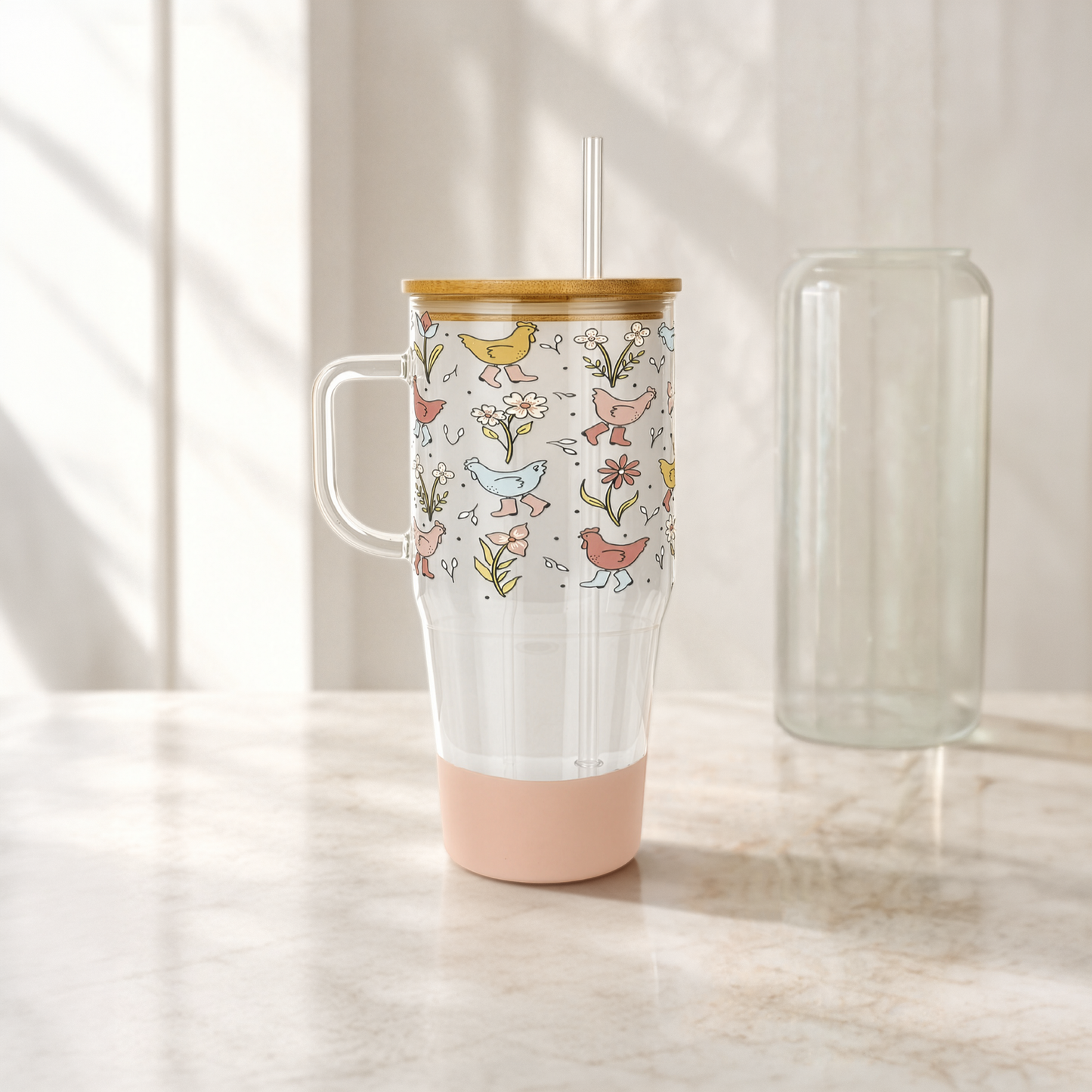 Funky Chicken in Rainboots 32oz Tumbler & Pink Boot Bundle