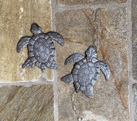 Pair of Turtles, Nautical Beach Decor 4x4 Inches