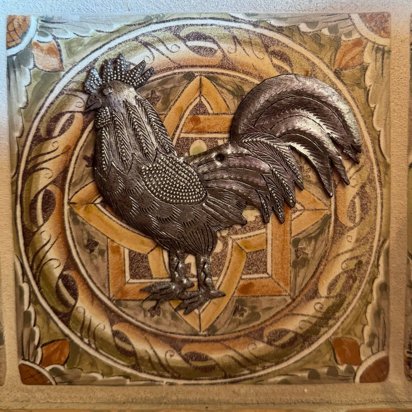 Farm Rooster, Handmade Christmas Ornament, Haiti 4"x4"