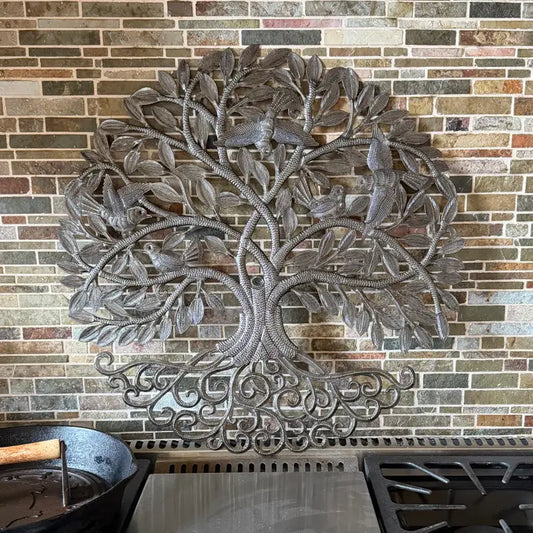 Haitian Metal Tree of Life Birds Wall Art 23 Hand Chiseled