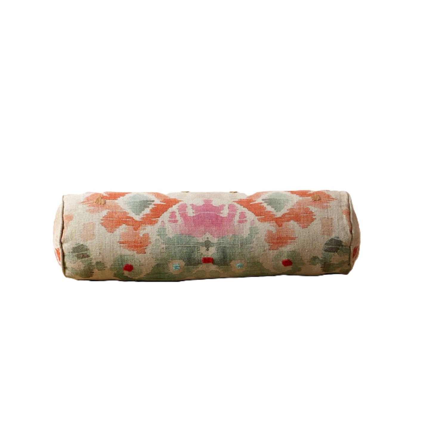 Decorative Cotton Printed & Embroidered Bolster Pillow - 27" X 7"