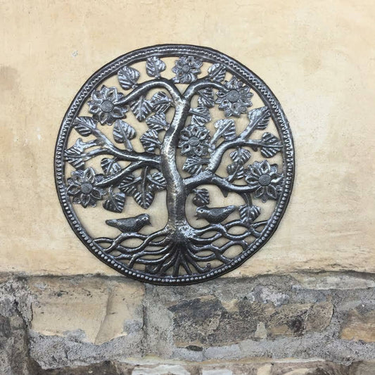 15" Nature Inspired Tree of Life, Garden Metal Wall Art