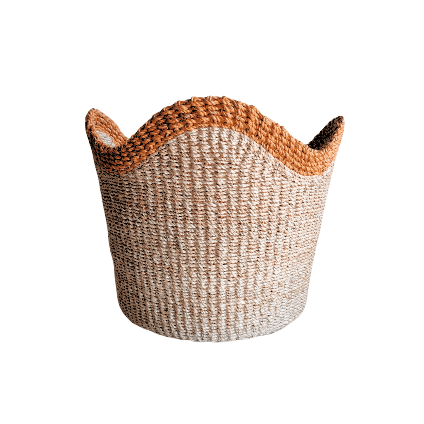 Abaca Scallop Basket with Orange Border